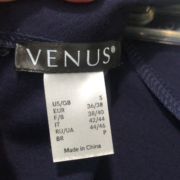 NWOT Venus Navy Blue Mock Turtleneck Bell Sleeve Midi Sheath Dress sz Small - Picture 6 of 6